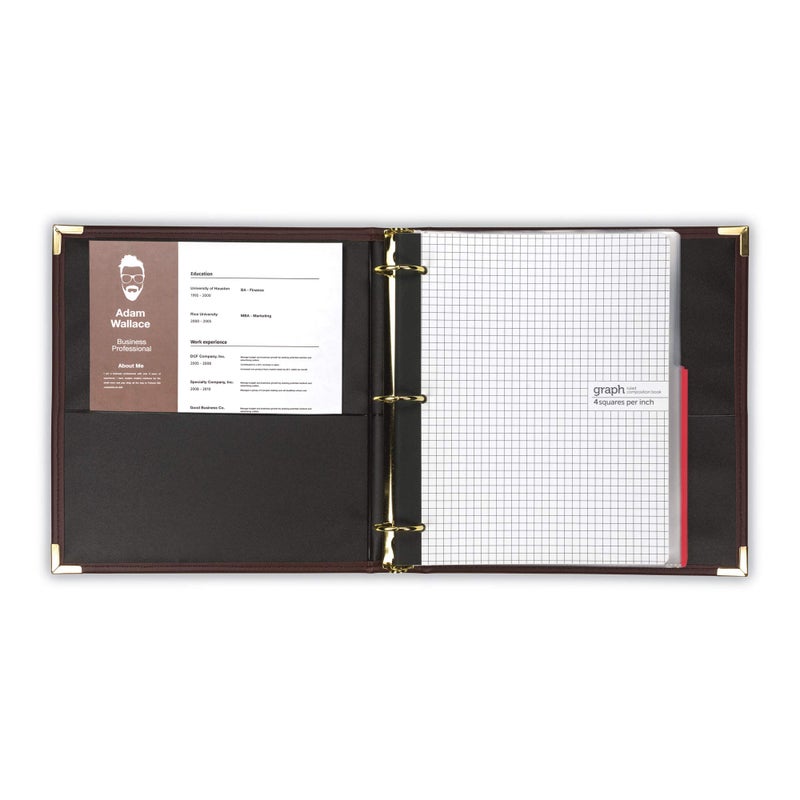 Samsill Classic Collection Leather 3 Ring Binder, Executive Presentation Portfolio, 1.5 Inch (Holds 325 Sheets), Brass Round Ring, Burgundy - Image 2